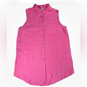 C&C California Bright Pink Linen Sleeveless Tunic Tank Top Womens S